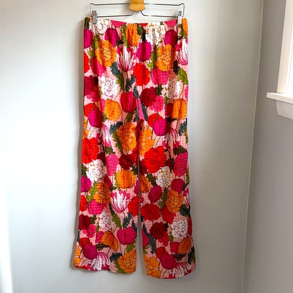 Trina Turk Sunny Bloom Side Slit Sheer Coverup Pants SZ L - Picture 4 of 6